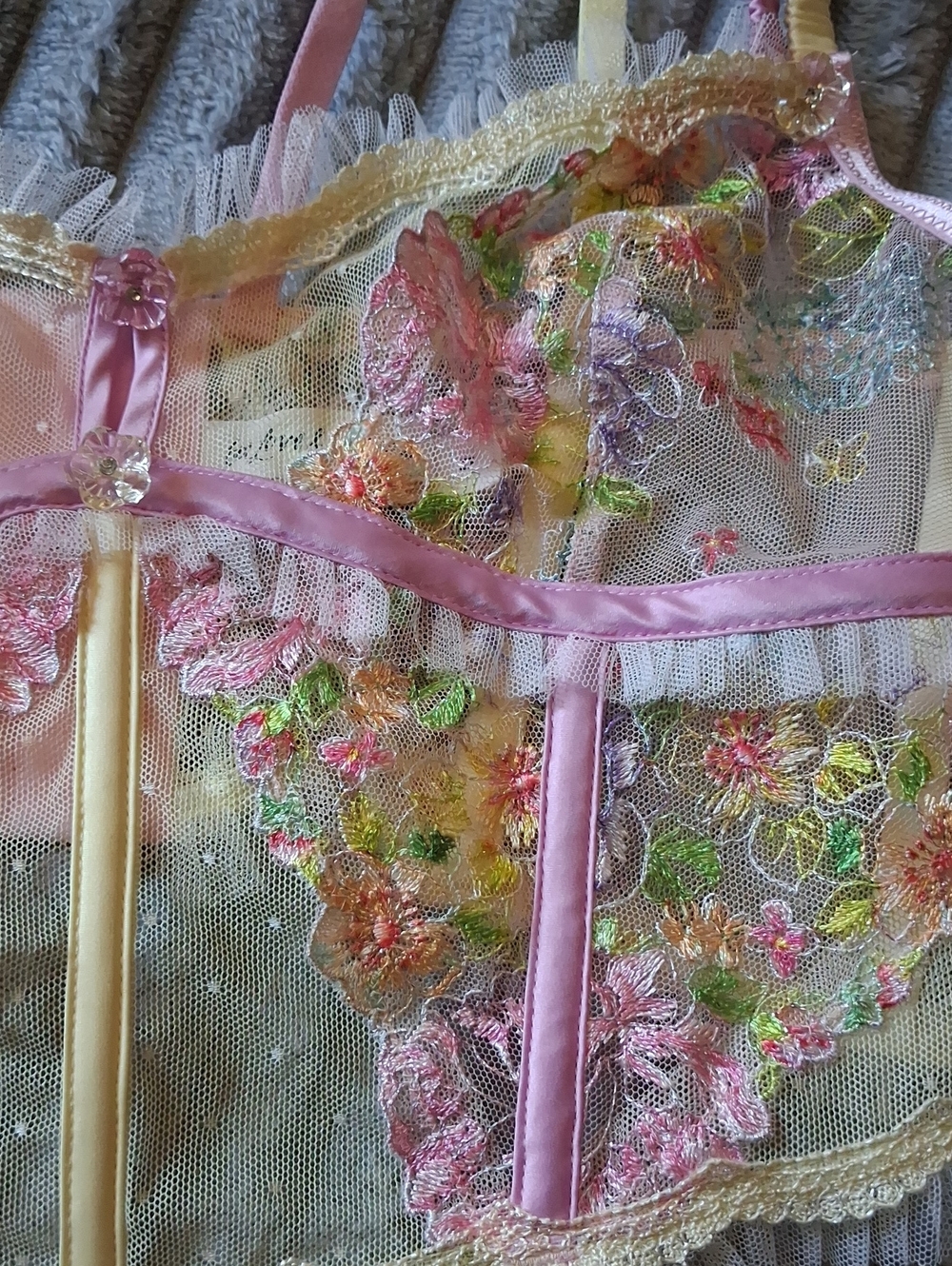 For Love And Lemons Floral Frenzy Embroidered Colorful Bustier Top - Picture 6 of 6